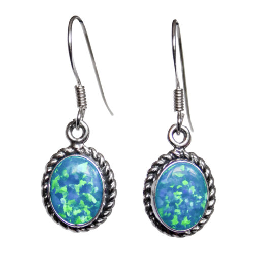 Opal Earrings Twisted Rope Setting