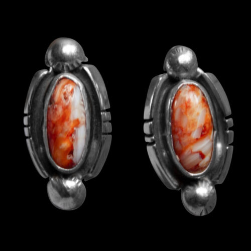 Orange Spondylus Stud Earrings