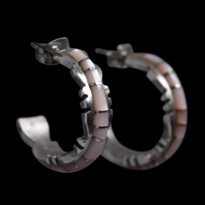 Pink Mother-of-Pearl Hoop Earrings - Image 4