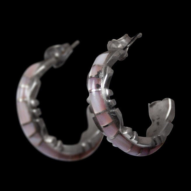 Pink Mother-of-Pearl Hoop Earrings - Image 5