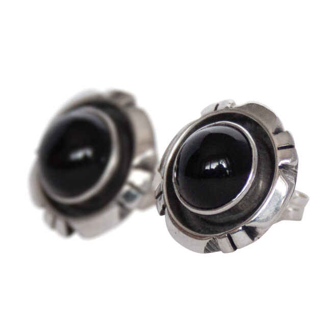 Round Black Earring Studs – Image 3