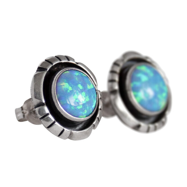 Round Opal Earring Studs - Image 2