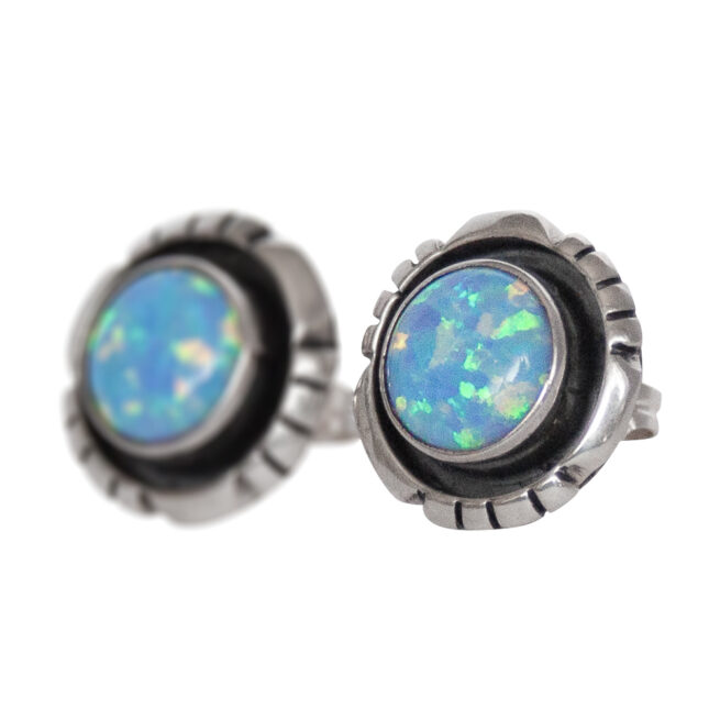Round Opal Earring Studs - Image 3