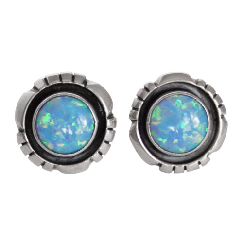 Round Opal Earring Studs