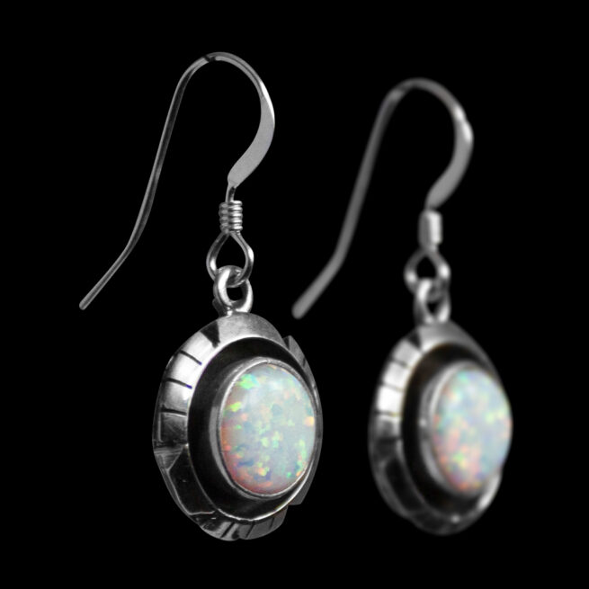 Round Opal Hook Earrings – Image 2