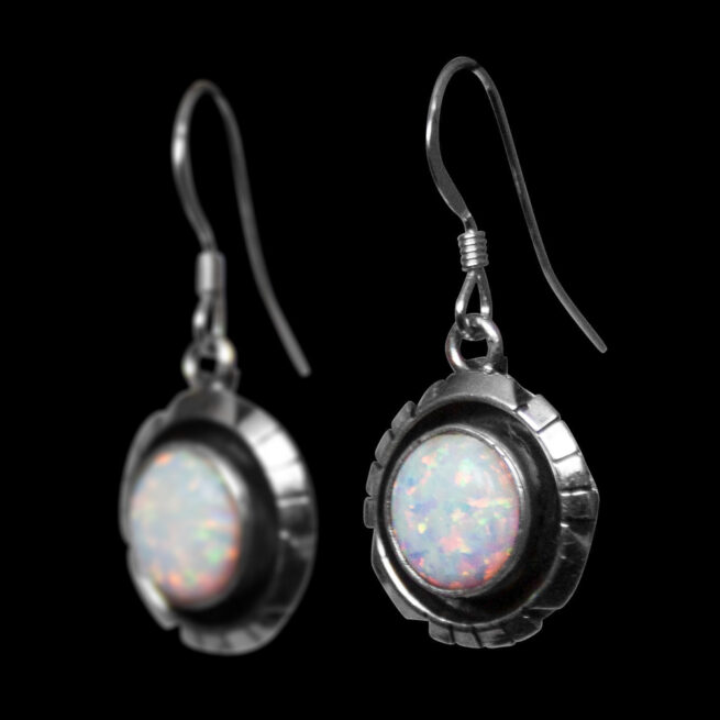 Round Opal Hook Earrings – Image 3