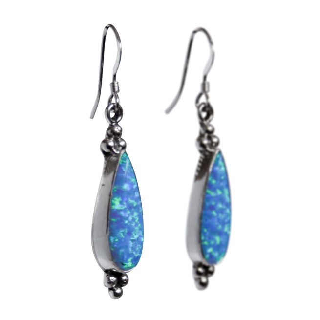 Slim Blue Opal Earrings – Image 2