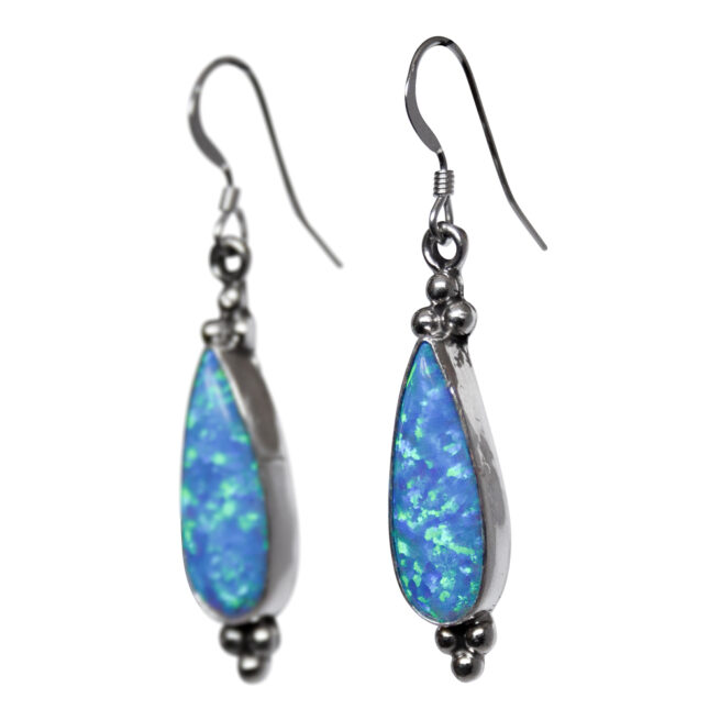 Slim Blue Opal Earrings – Image 3