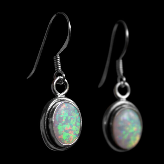 Small White Opal Hook Earrings – Image 2