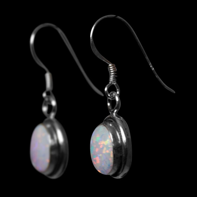 Small White Opal Hook Earrings – Image 3