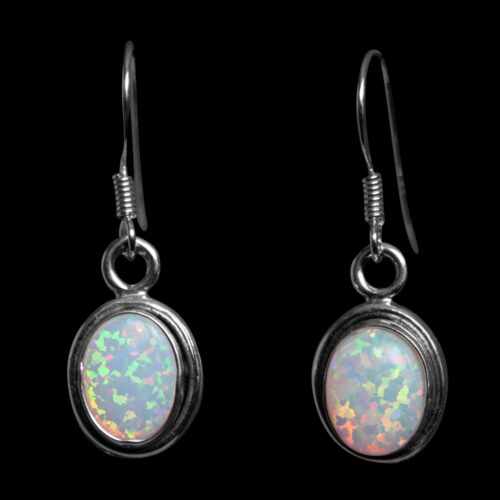 Small White Opal Hook Earrings