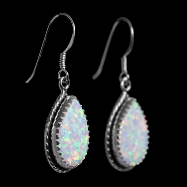 White Opal Zuni Earrings - Image 2