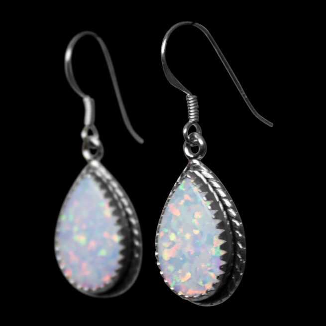 White Opal Zuni Earrings - Image 3