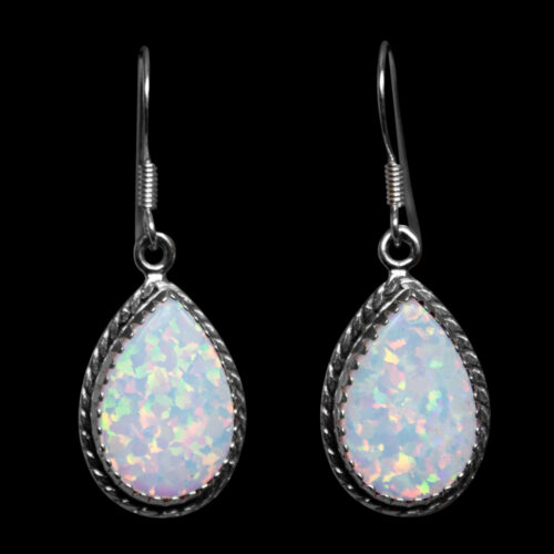 White Opal Zuni Earrings