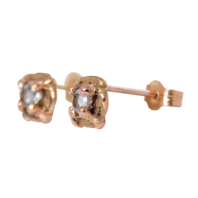 12K Gold Aquamarine Stud Earrings - Image 3