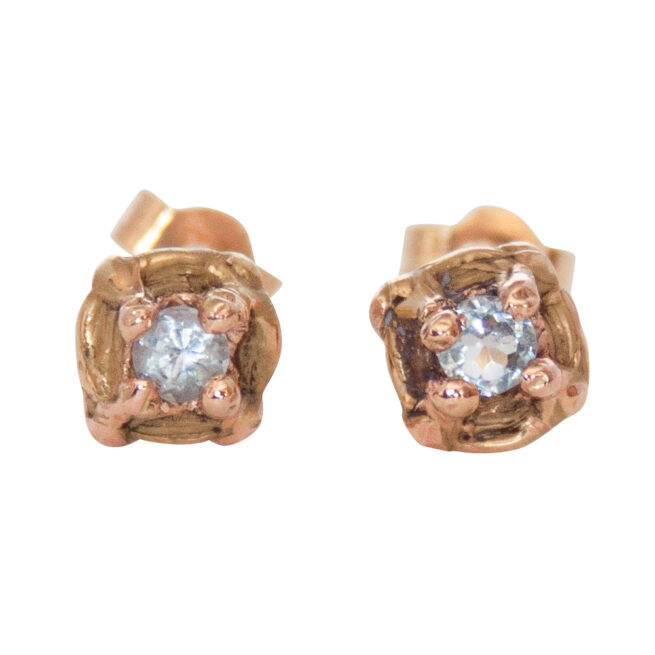 12K Gold Aquamarine Stud Earrings