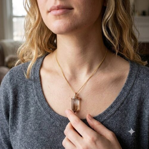 18K Gold Citrine Point Pendant