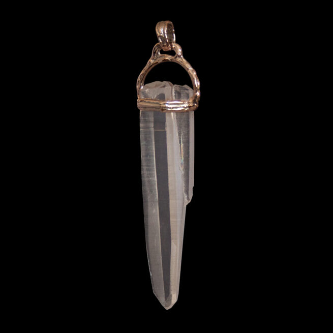 Pendentif Cristaux Jumeaux Or 9 Carats – Image 2
