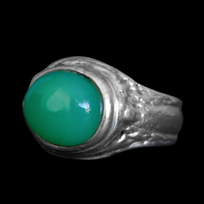 Green Chrysoprase Sterling Silver Ring – Image 3