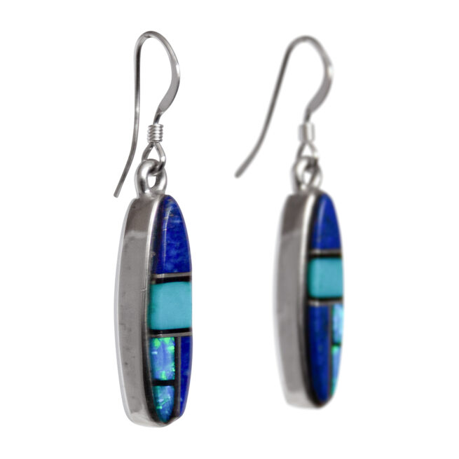 Lapis Turquoise Opal Earrings – Image 2