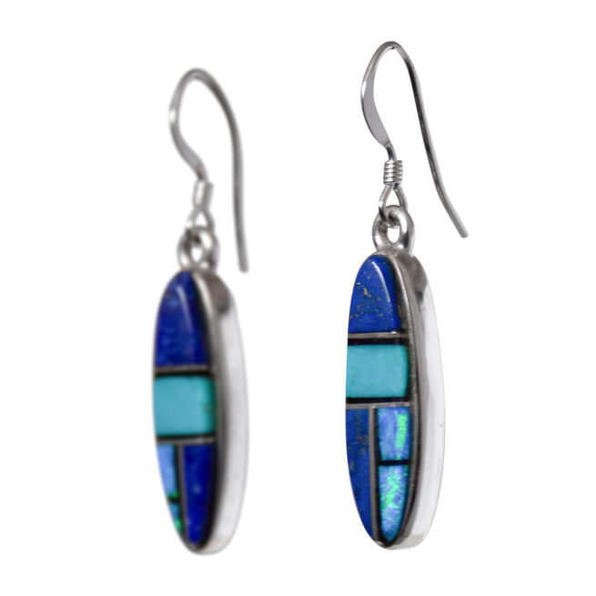 Lapis Turquoise Opal Earrings – Image 3