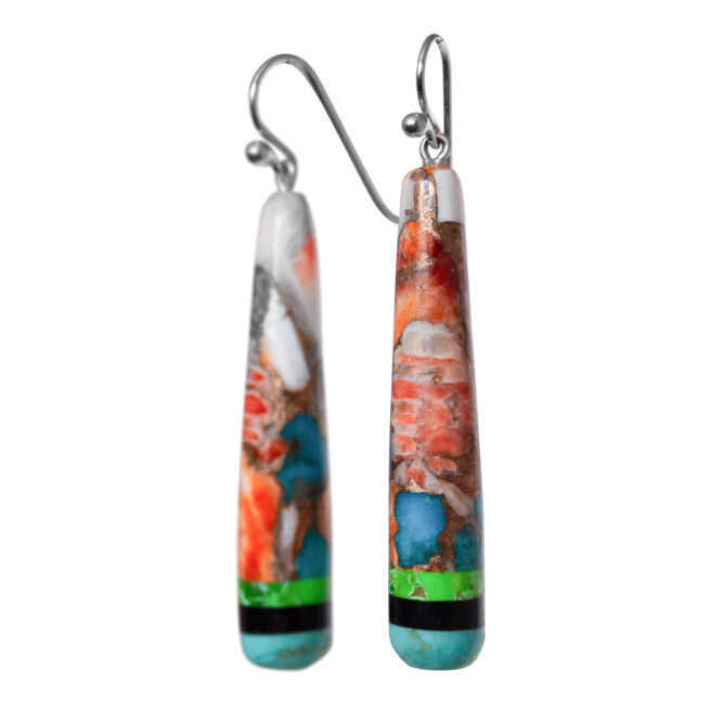 Long Multicolour Inlay Earrings - Image 3