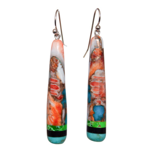 Long Multicolour Inlay Earrings