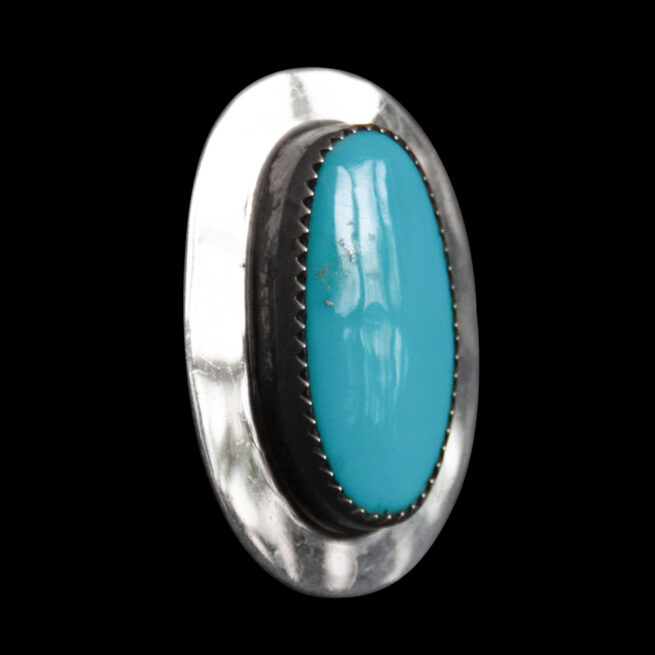Navajo Turquoise Silver Pin Brooch - Image 2