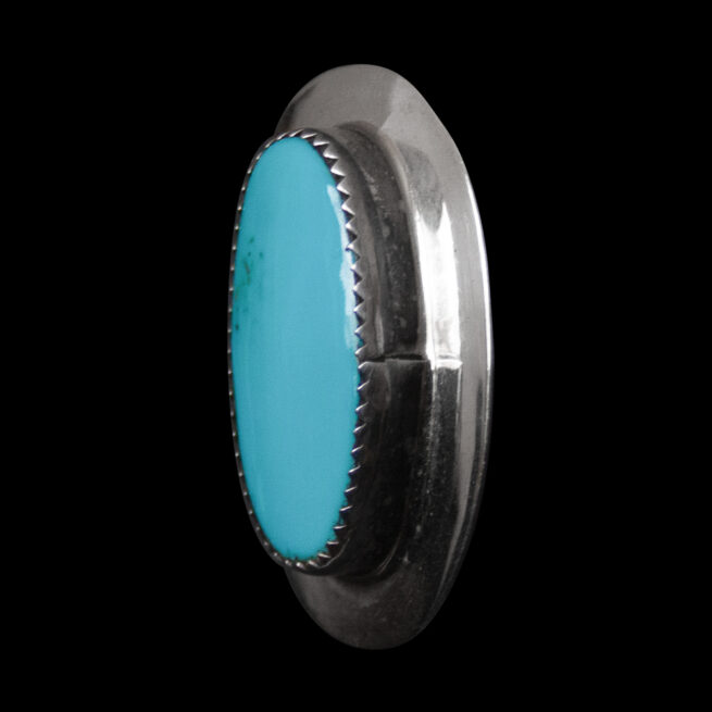 Navajo Turquoise Silver Pin Brooch - Image 3