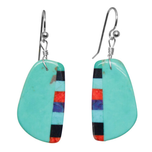 Pale Blue Turquoise Striped Earrings
