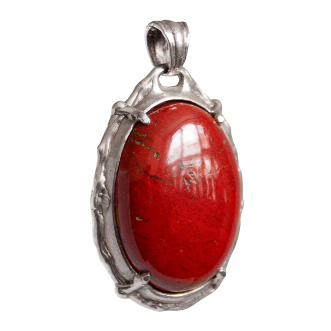 Pendentif Argent Jaspe Rouge Cabochon – Image 2