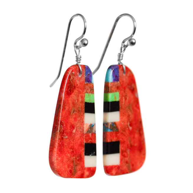 Red Orange Multicolour Stripe Earrings – Image 2