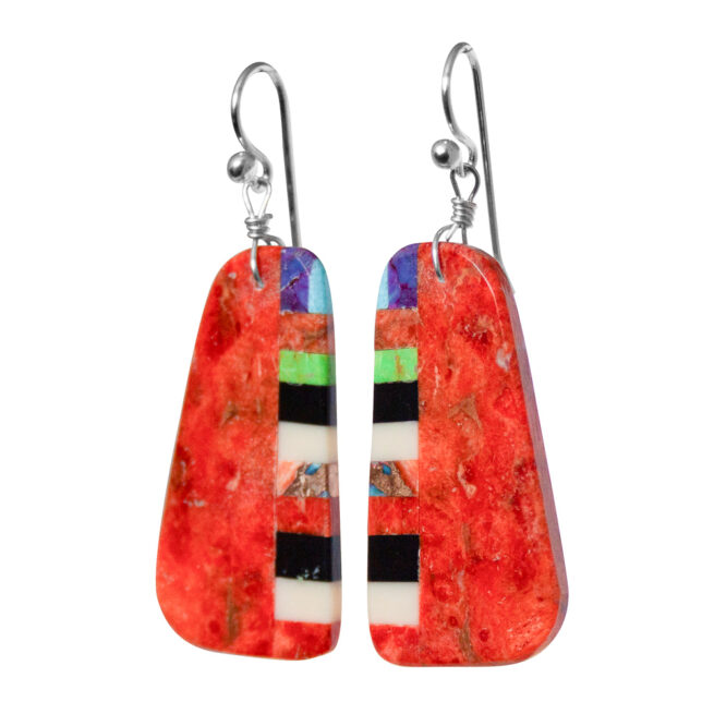Red Orange Multicolour Stripe Earrings – Image 4