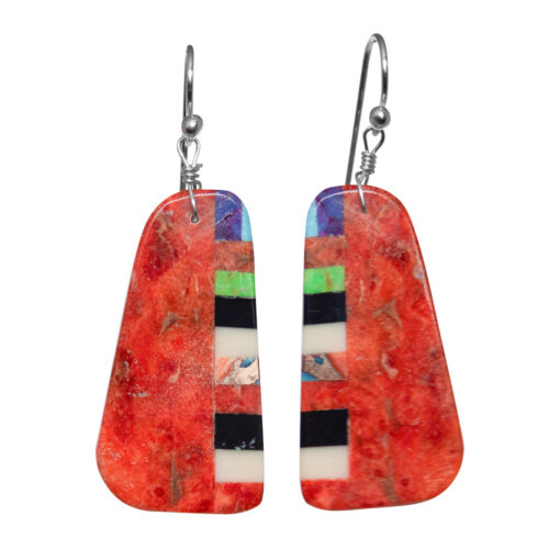 Red Orange Multicolour Stripe Earrings