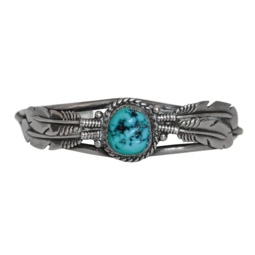 Silver Feather Turquoise Navajo Bracelet
