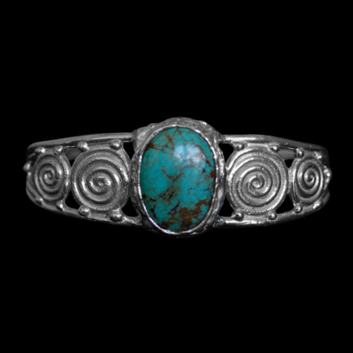 Silver Spiral Turquoise Bracelet