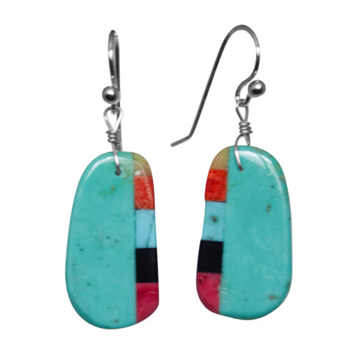 Small Striped Turquoise Earrings