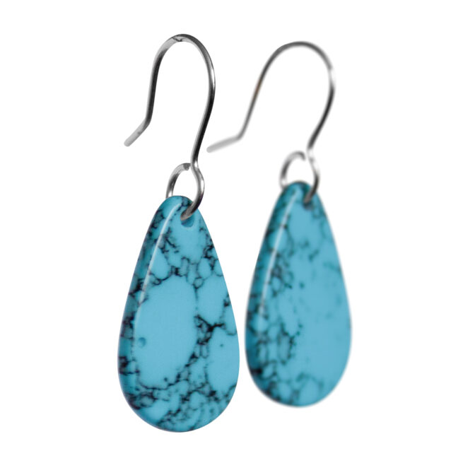 Spider Turquoise Teardrop Slab Earrings - Image 2