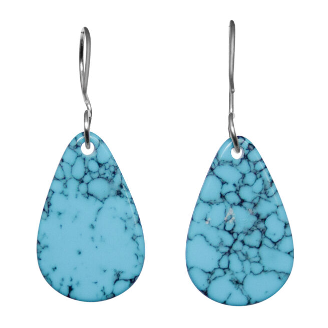 Spider Turquoise Teardrop Slab Earrings - Image 3