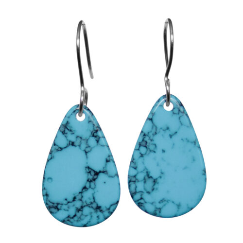 Spider Turquoise Teardrop Slab Earrings