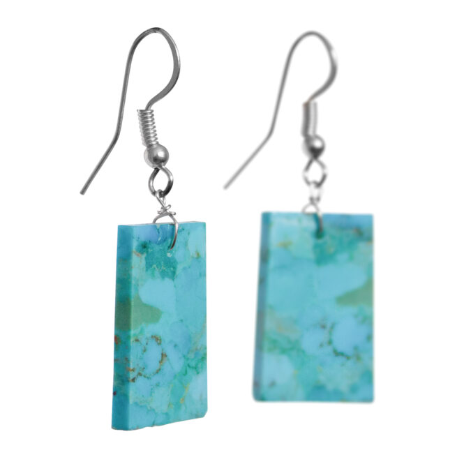 Square Blue Turquoise Earrings - Image 2