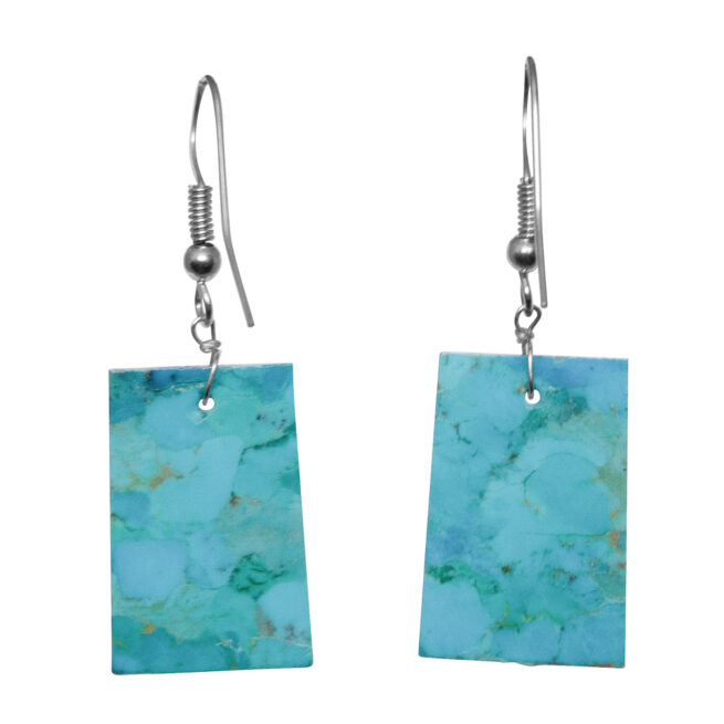 Square Blue Turquoise Earrings - Image 3