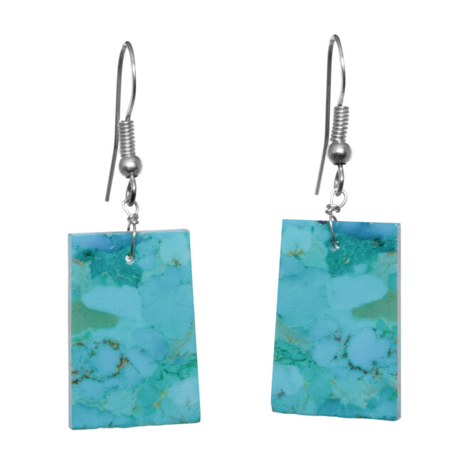 Square Blue Turquoise Earrings