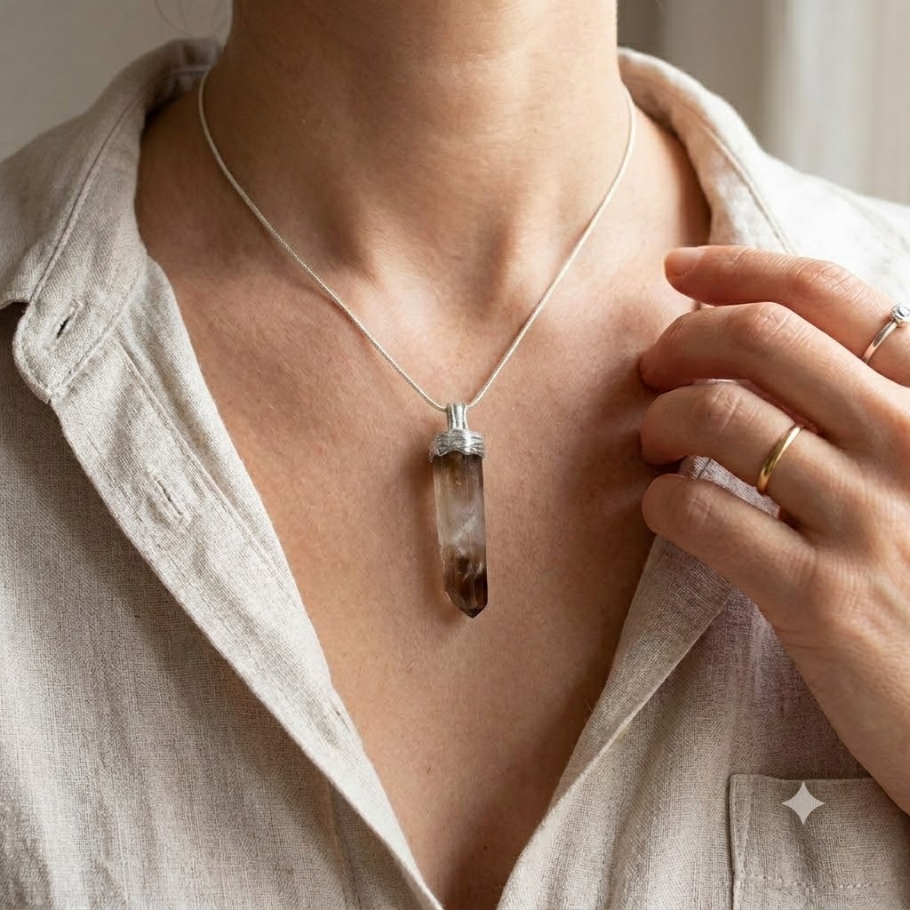 Sterling Silver Citrine Point Pendant