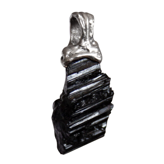 Pendentif Argent Sterling Tourmaline Noire Brute – Image 2