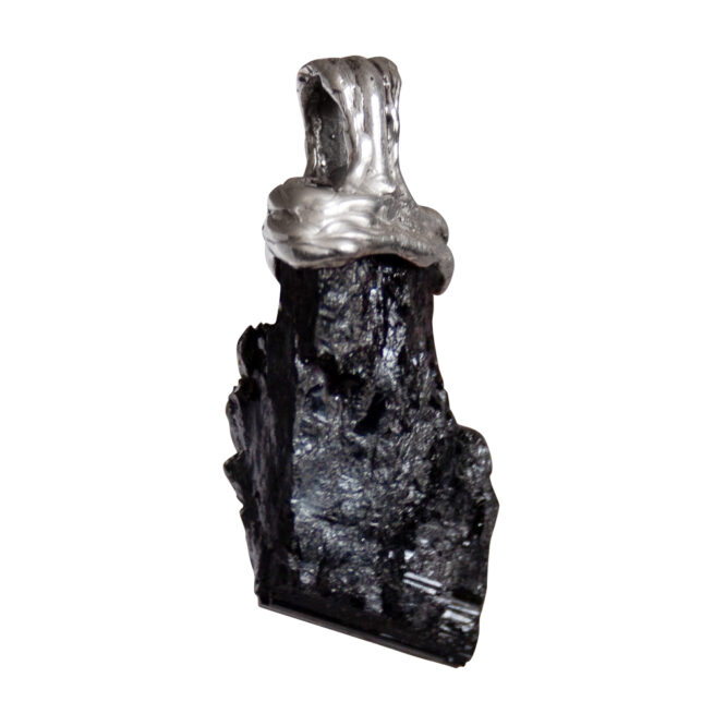 Pendentif Argent Sterling Tourmaline Noire Brute – Image 3