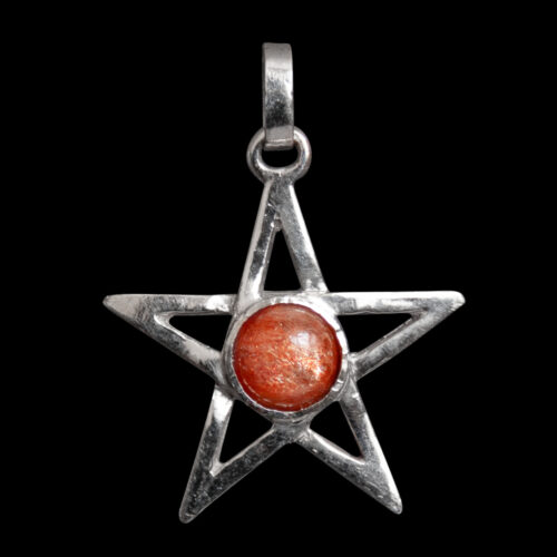 Sterling Silver Sunstone Pentagram Pendant