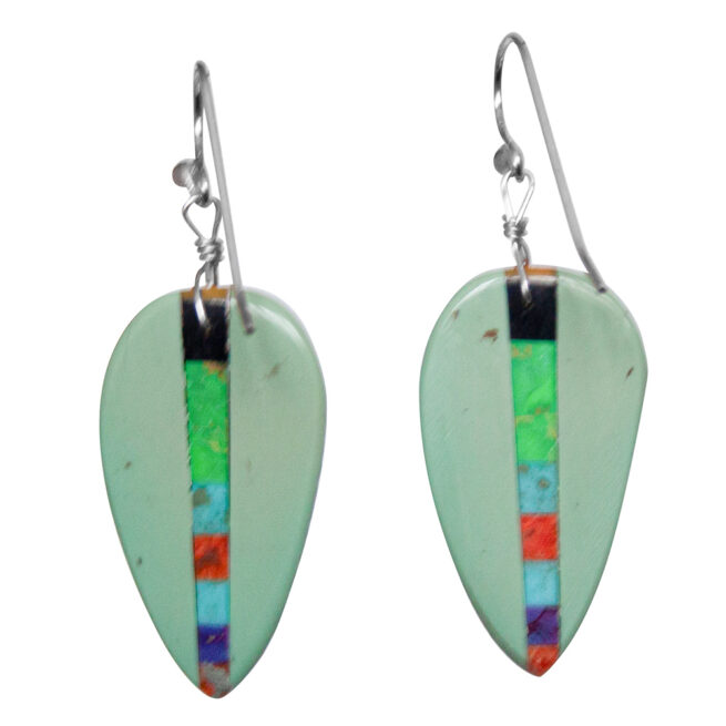 Striped Turquoise Feather Earrings – Image 4