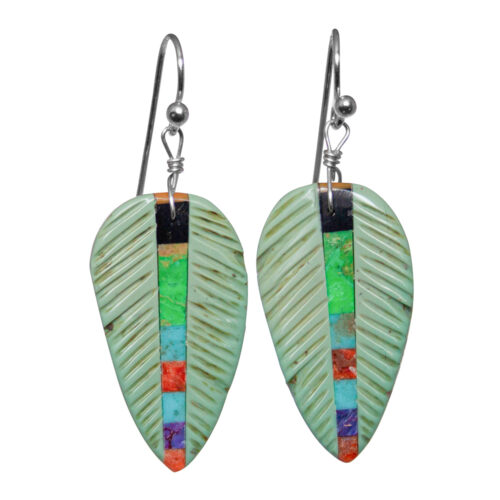 Striped Turquoise Feather Earrings