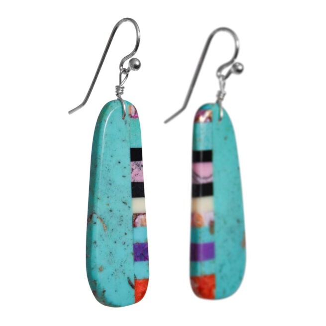 Stripy Turquoise Native Earrings – Image 2